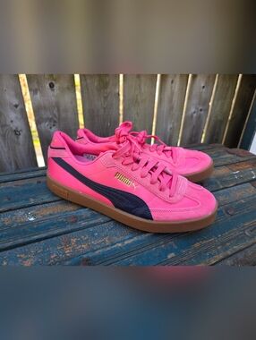 PUMA Pink Suede Classic Sneakers with Gum Sole